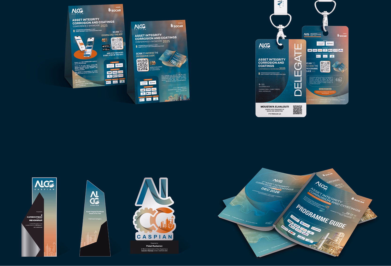 AICC Caspian badges, programme guide and awards