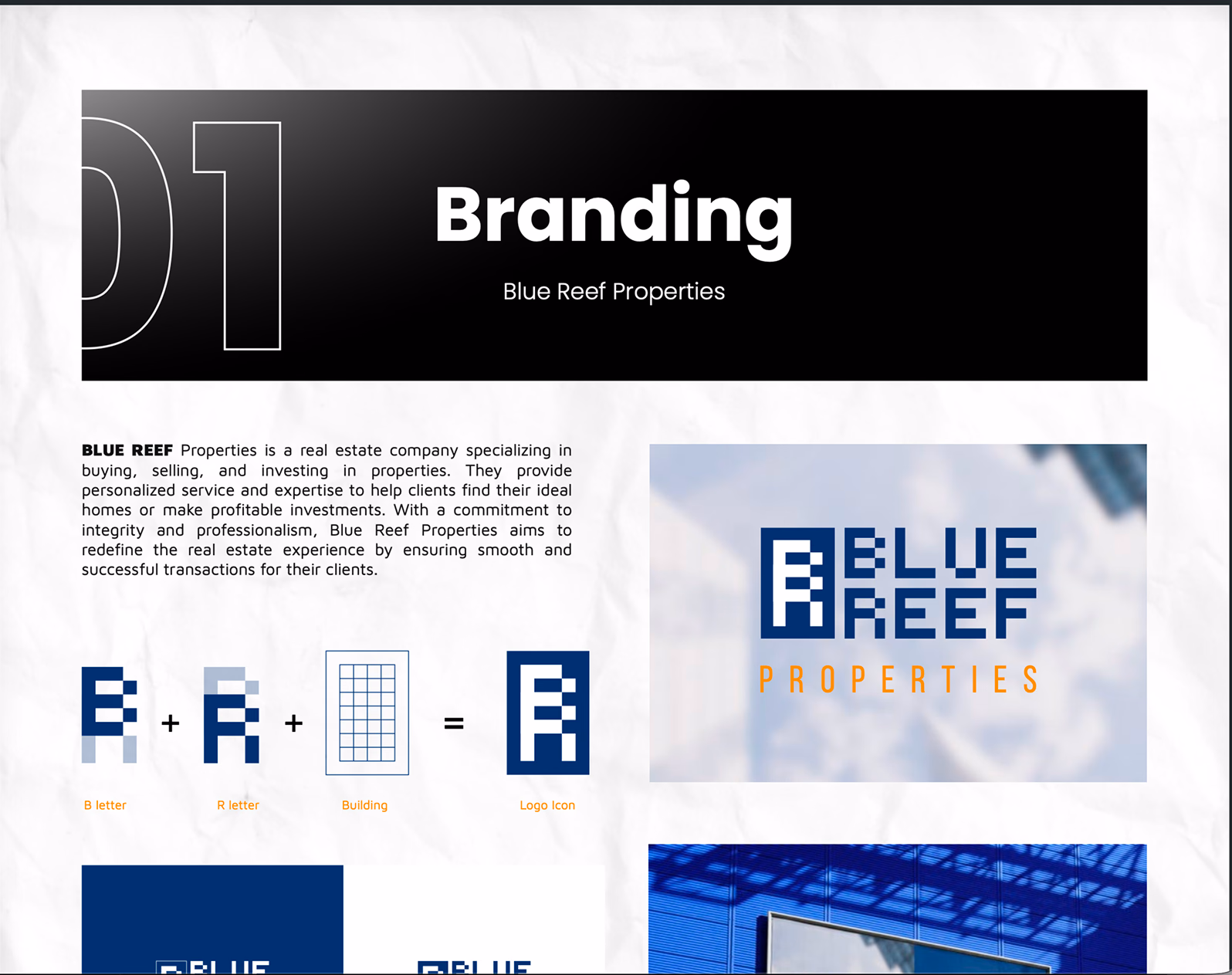 Blue Reef Properties brand introduction and logo construction