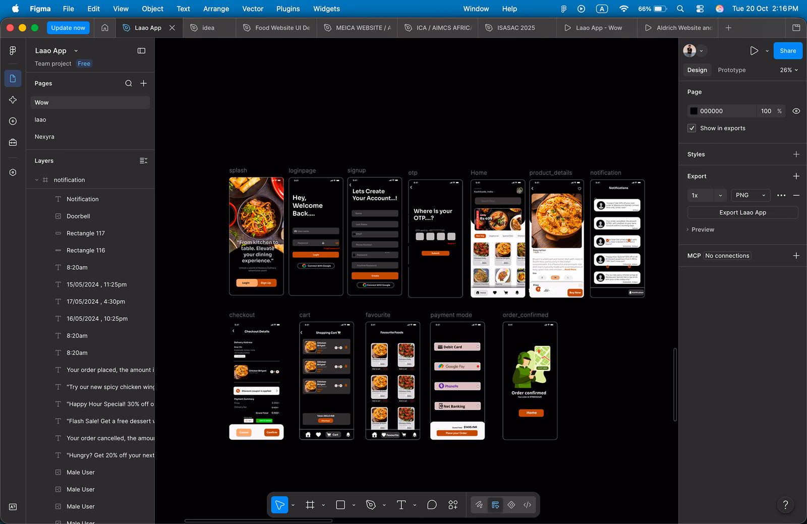 Figma file: Wow Food app ordering flow
