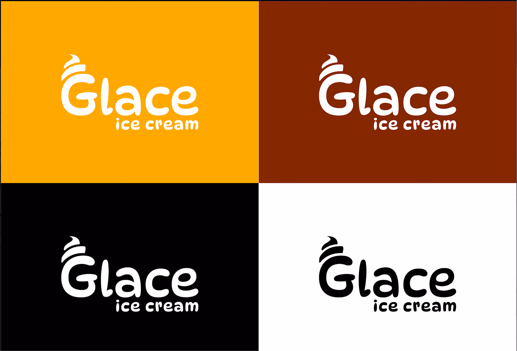Glace logo in four colourways