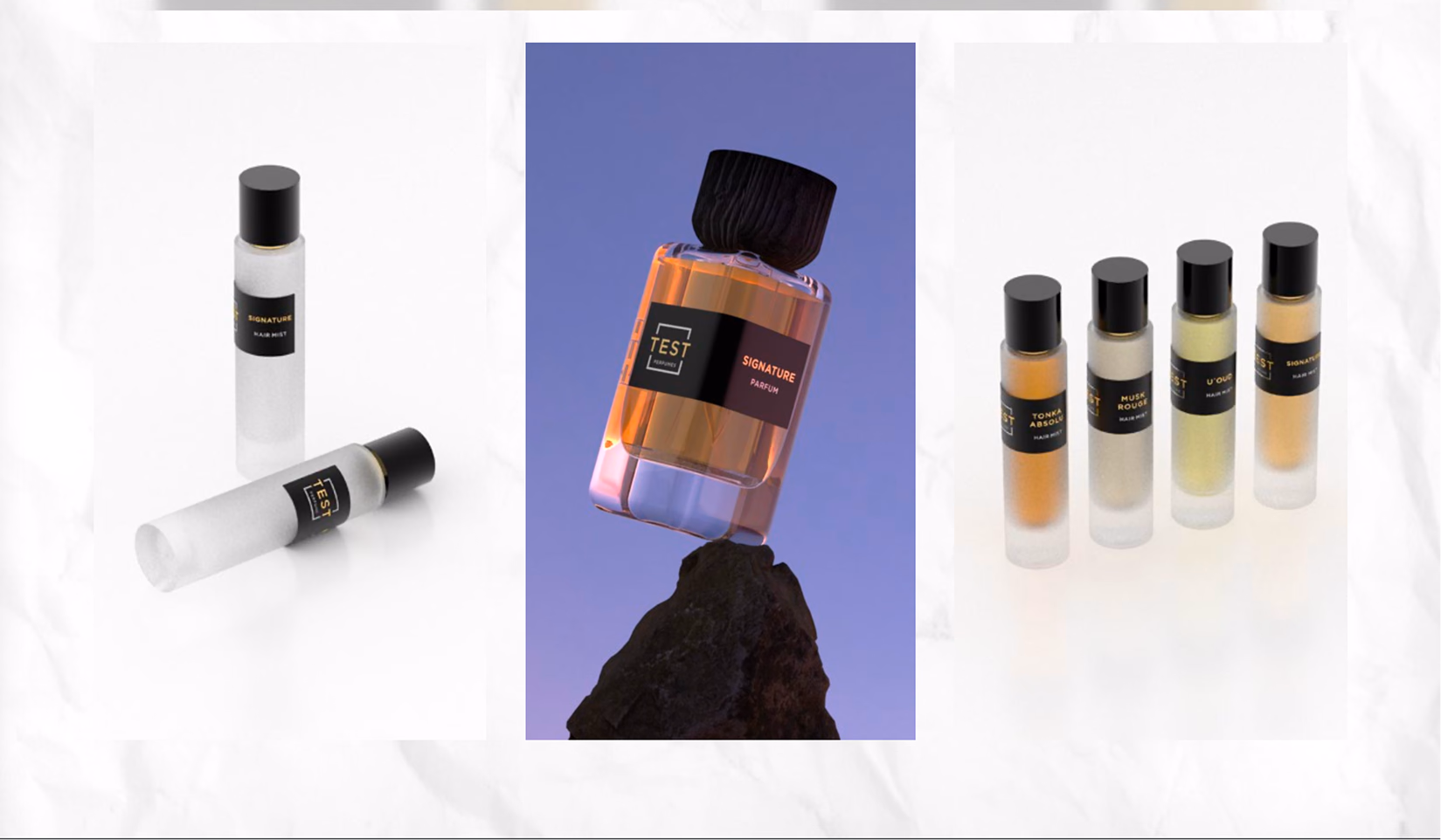 Rendered perfume bottles